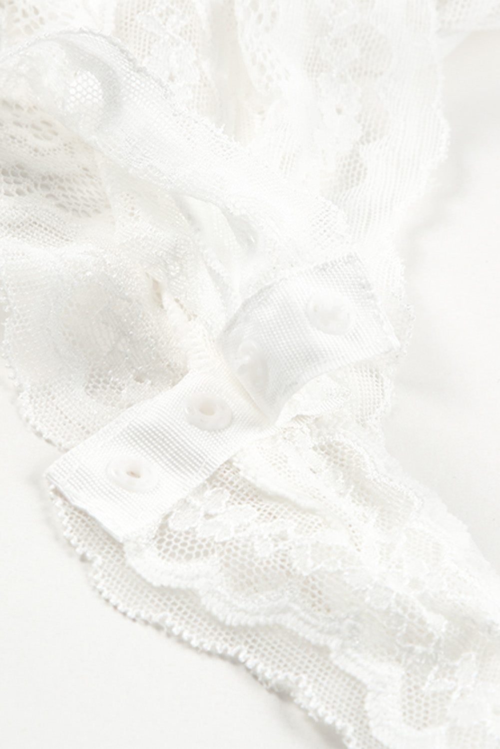 White Lace High Neck O Ring Detail Dotty Mesh Teddy Teddy Lingerie JT's Designer Fashion