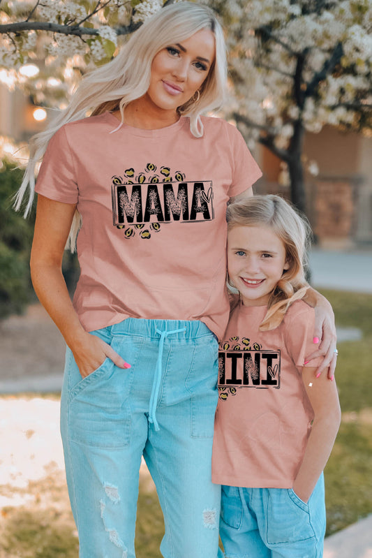 Pink Mother and Daughter Matching Mama Graphic Short Sleeve T Shirt Pink LC25215995 Family T-shirts JT's Designer Fashion