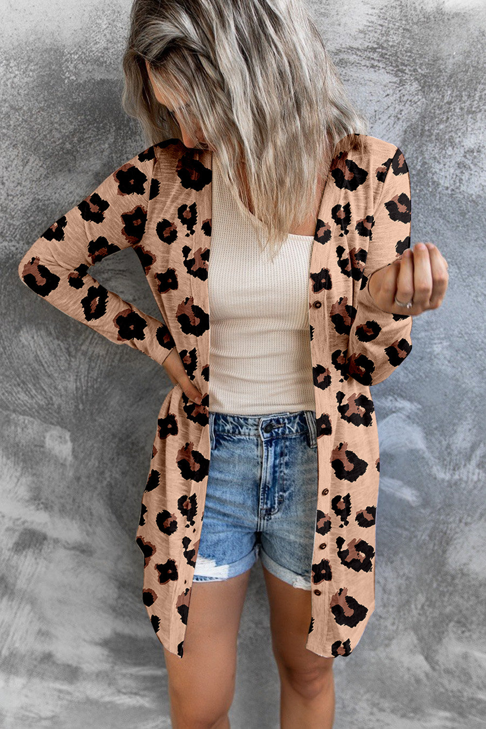 Animal Leopard Print Open Front Top Outerwear JT's Designer Fashion