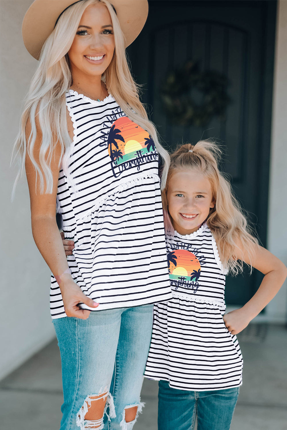 Salt Water Heals Everything Print Striped Tank Top for Kids Family T-shirts JT's Designer Fashion