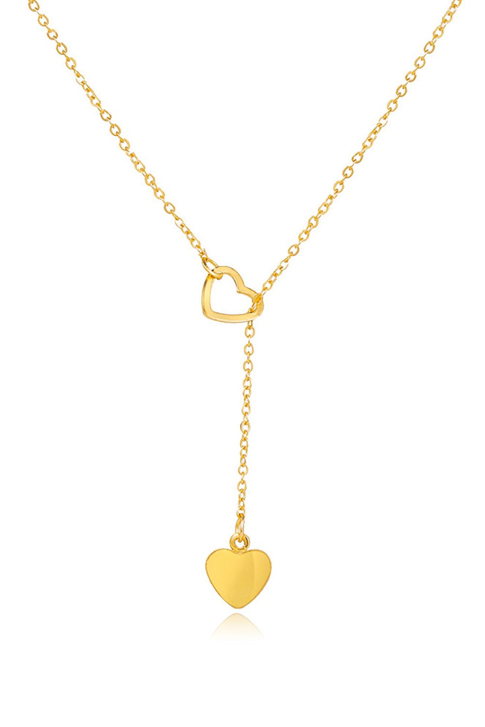 Gold Heart Shape Hollow Lariat Necklace Jewelry JT's Designer Fashion