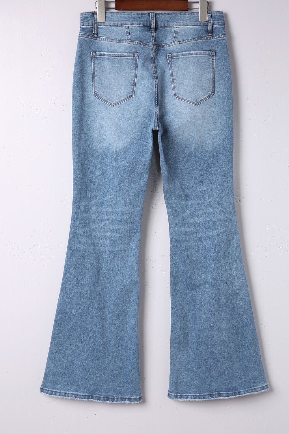 Sky Blue Button Fly Seamed Flare Jeans Jeans JT's Designer Fashion