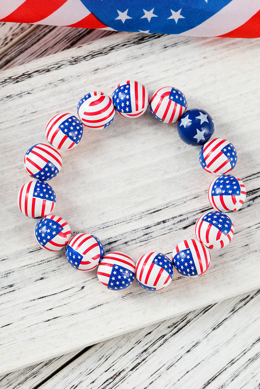 Red American Flag Accent Starry Beading Bracelet Jewelry JT's Designer Fashion
