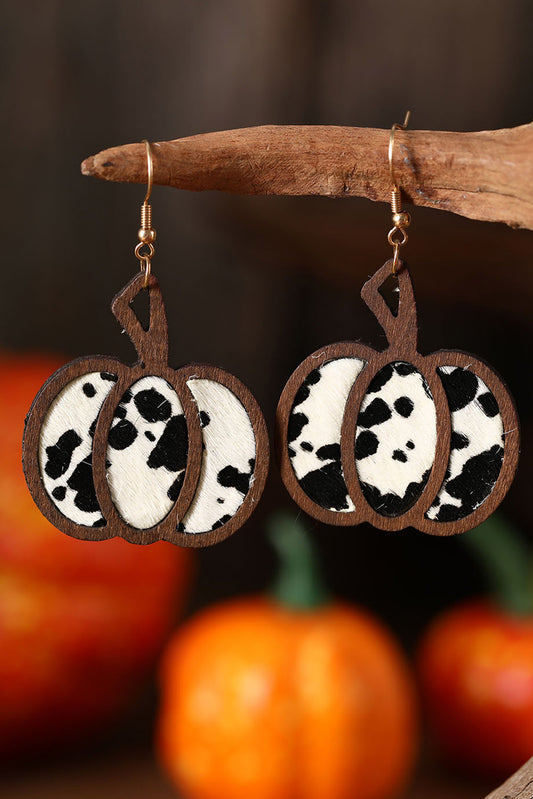 Bright White Animal Print Pumpkin Shape Drop Earrings Jewelry JT's Designer Fashion