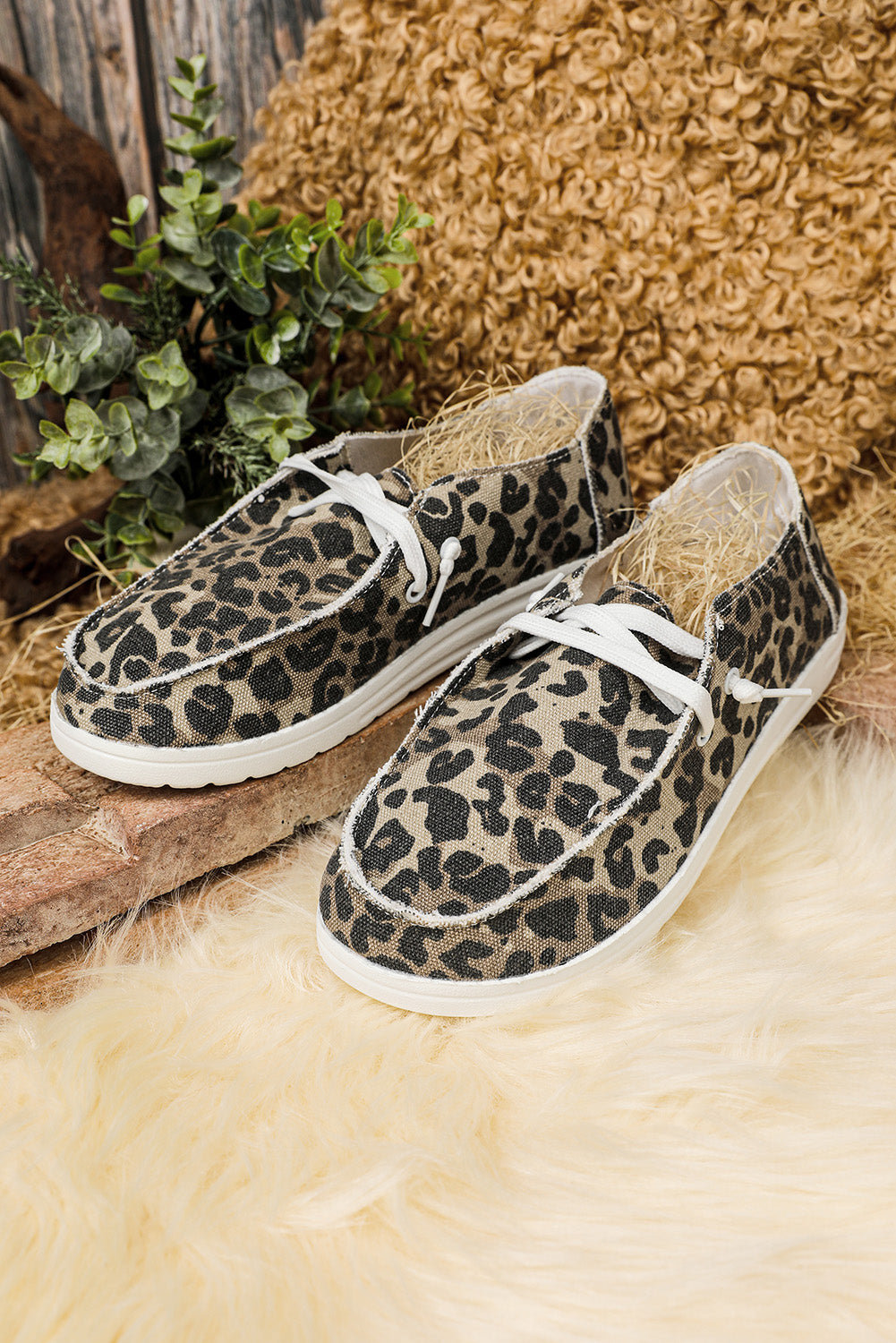 Leopard Slip On Flat Canvas Shoes Women's Shoes JT's Designer Fashion