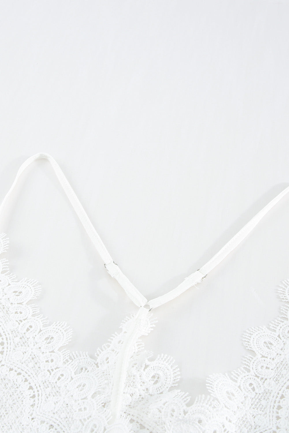 White Lace Splicing Ruffled V Neck Cami Top Tank Tops JT's Designer Fashion
