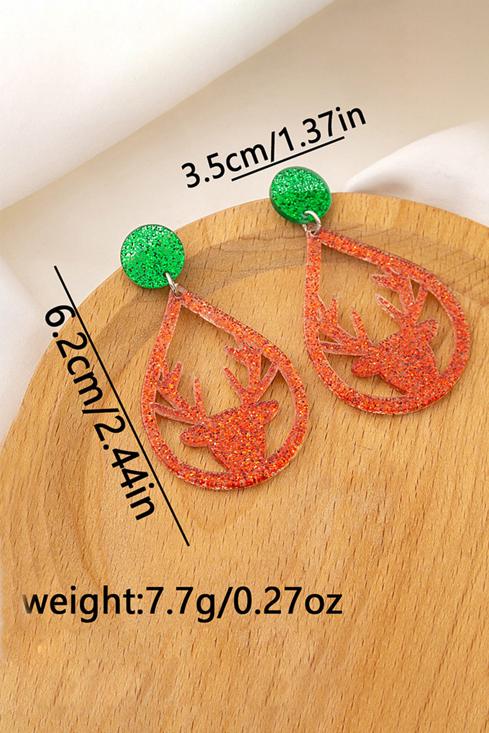 Fiery Red Elk Christmas Acrylic Earrings Jewelry JT's Designer Fashion