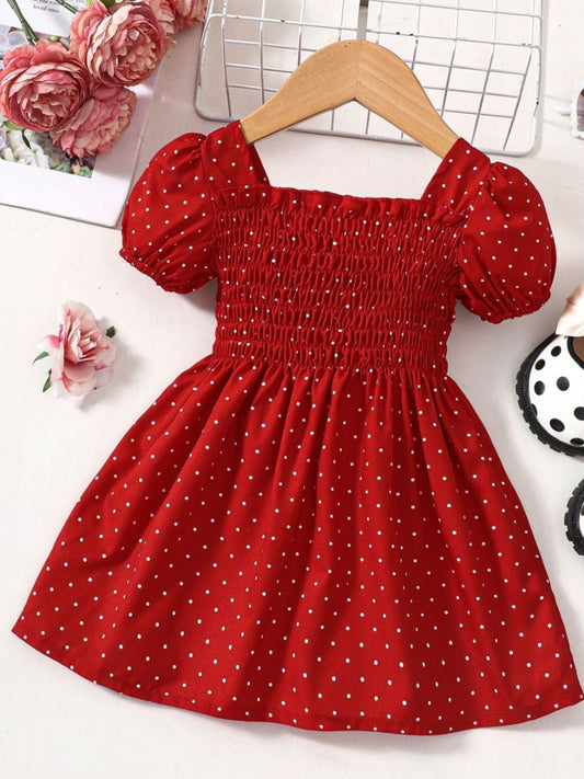 Baby Girl Printed Square Neck Smocked Dress Scarlett Girls Dresses JT's Designer Fashion