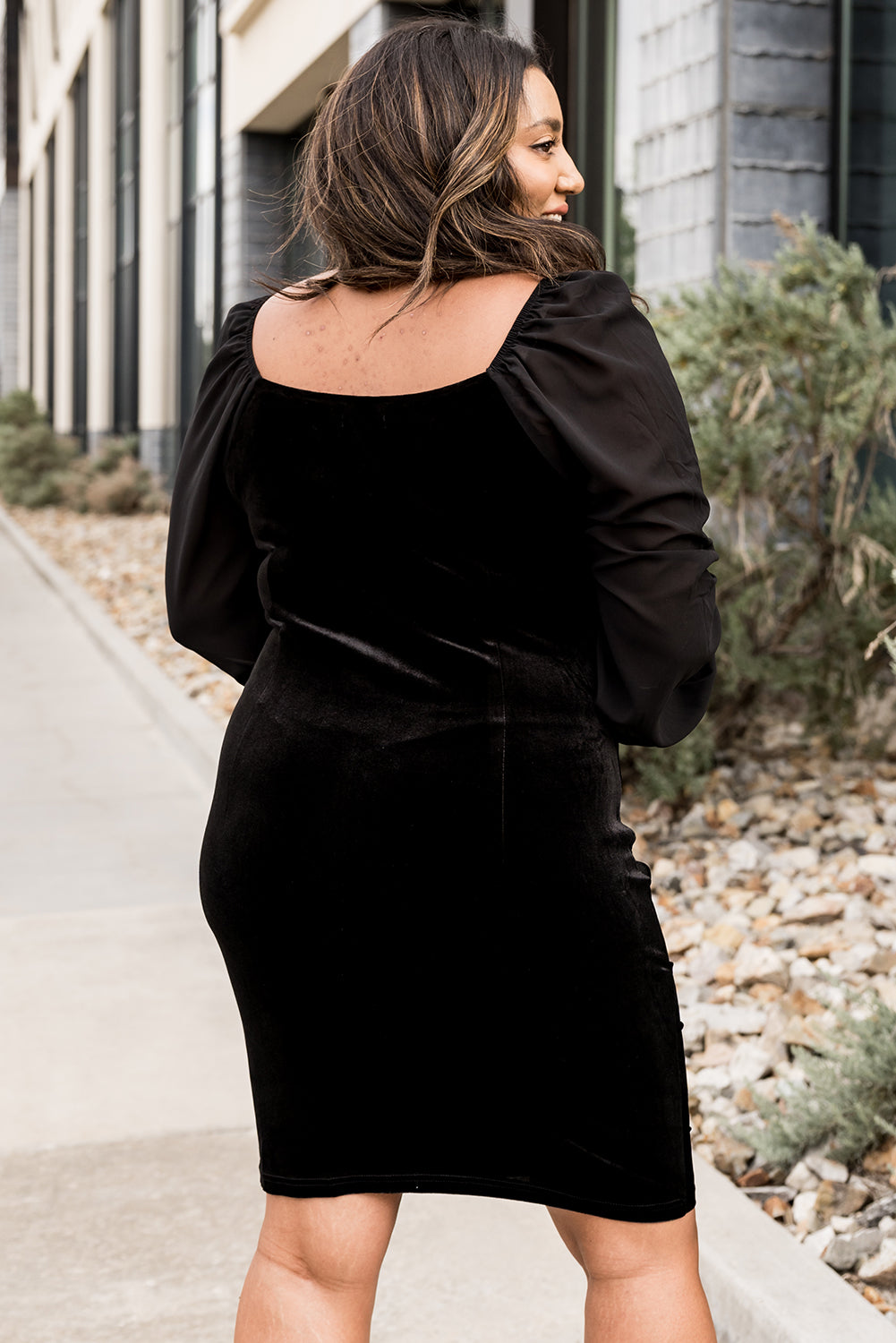 Black Plus Size Ruched Puffy Sleeve Bodycon Dress Plus Size Dresses JT's Designer Fashion