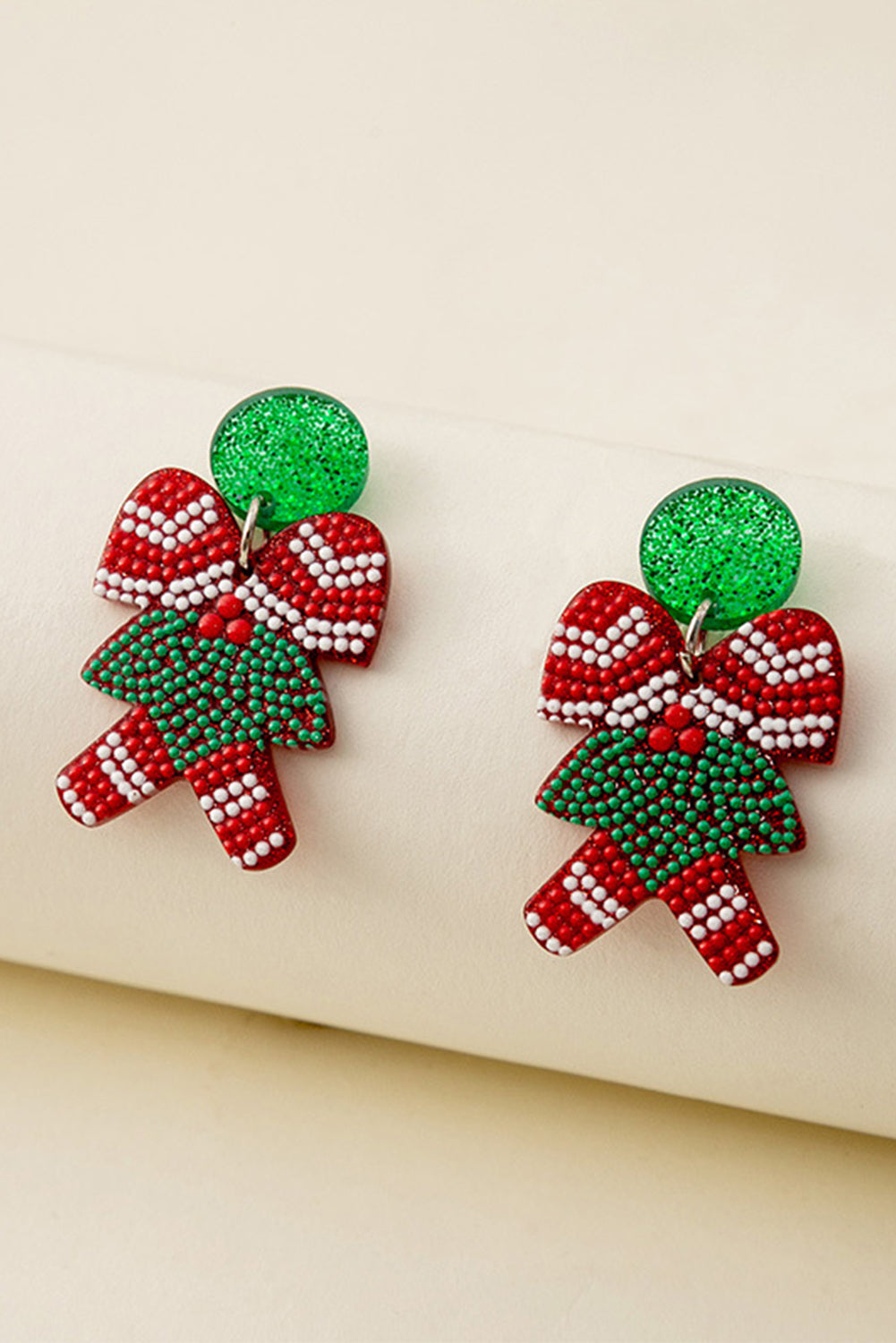 Bright Green Cane Christmas Acrylic Earrings Jewelry JT's Designer Fashion