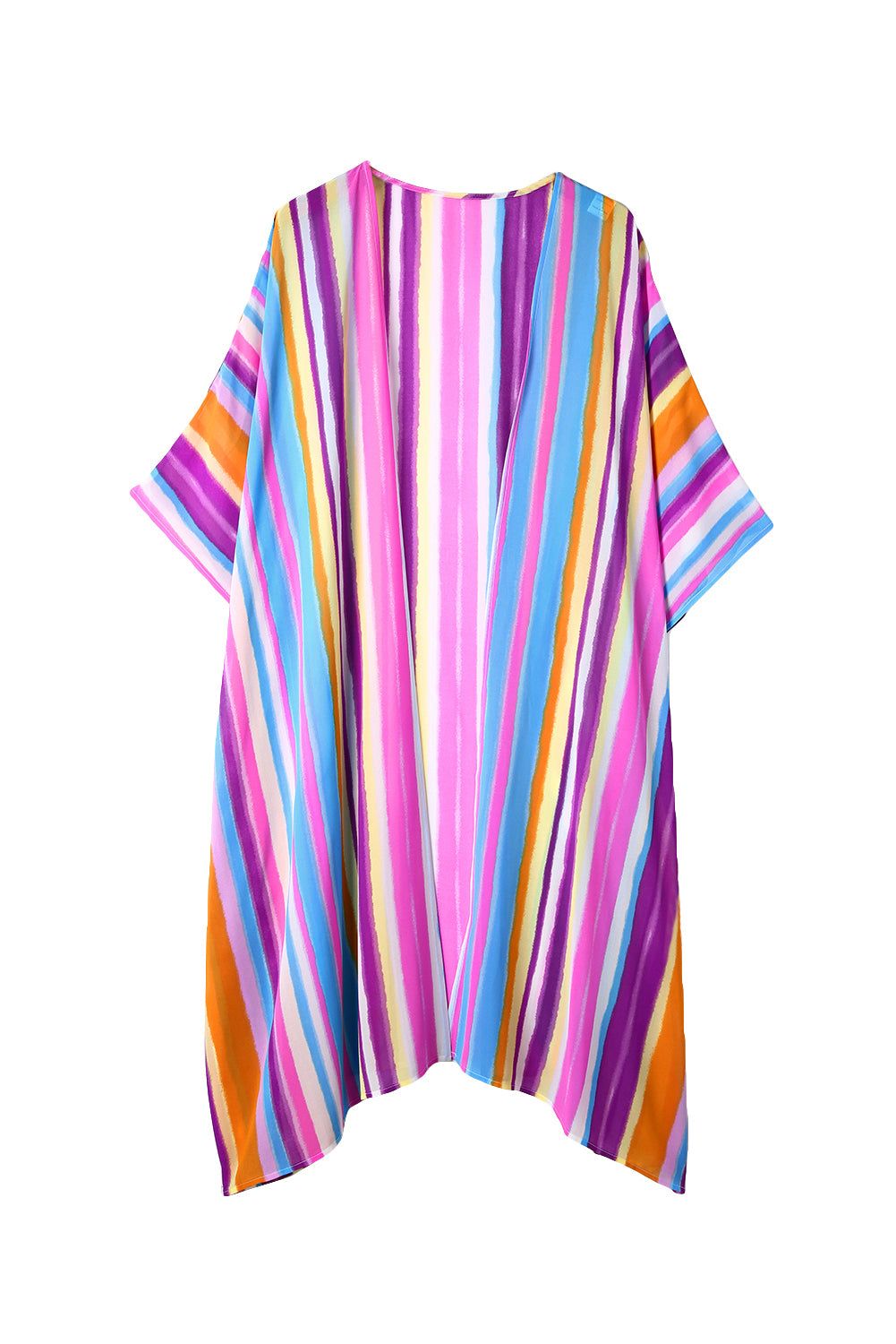 Multicolor Striped Print Oversized Kimono Kimonos JT's Designer Fashion