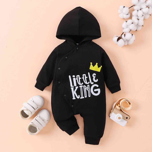 LITTLE KING Hooded Bodysuit Black Baby JT's Designer Fashion