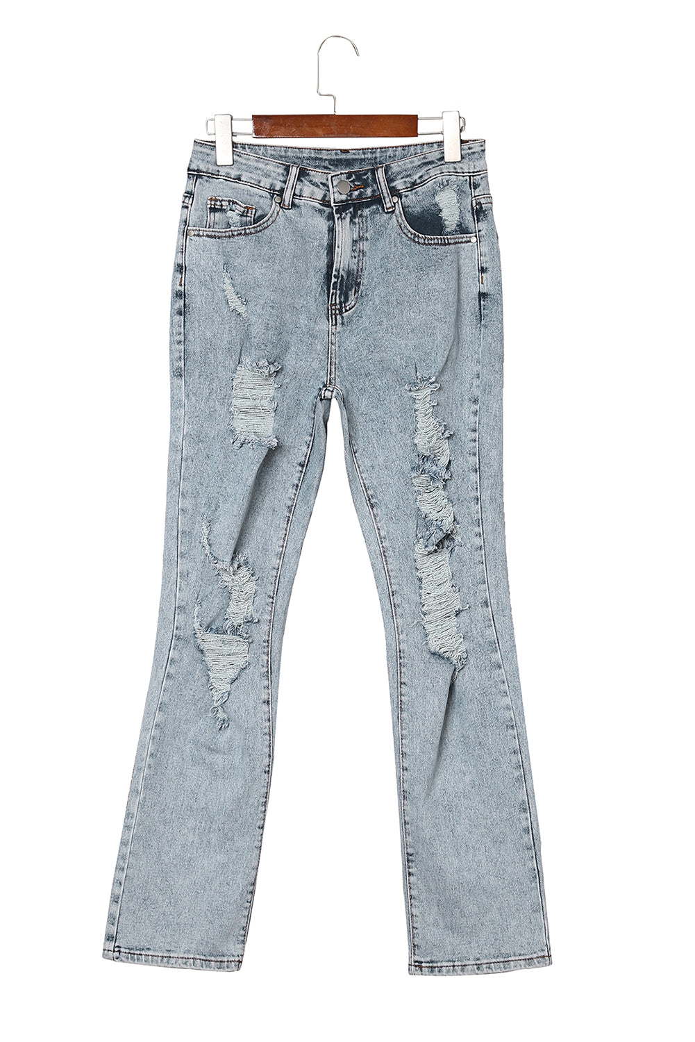 Sky Blue Fading Wash Distressed Casual Jeans Jeans JT's Designer Fashion