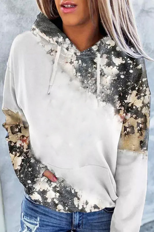 Gray Bleached Tie Dye Drawstring Hoodie Pre Order Sweatshirts & Hoodies JT's Designer Fashion