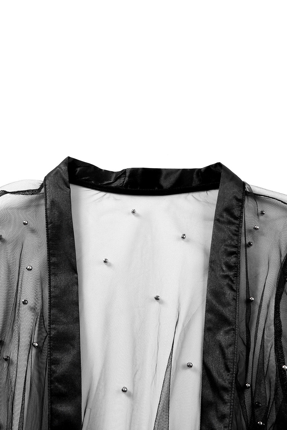 Black Sheer Embellished Tulle Duster Kimono Kimonos JT's Designer Fashion