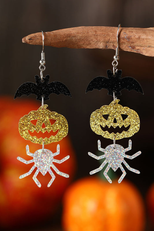 Multicolour Halloween Bat Pumpkin Spider Shiny Dangle Earrings Jewelry JT's Designer Fashion