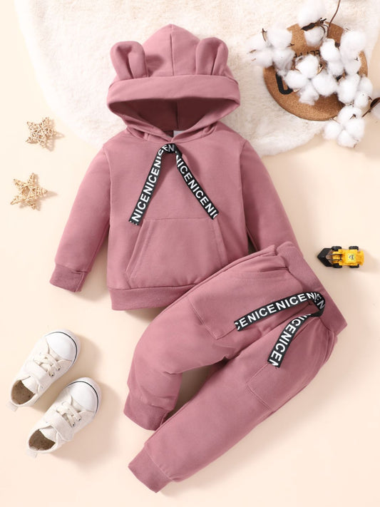 Kids Long Sleeve Hoodie and Joggers Set Dusty Pink Kids Sets JT's Designer Fashion