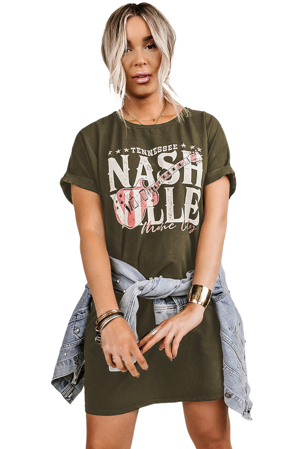 Green Black Nashville Music Festival Trending T-Shirt Dress Dresses JT's Designer Fashion