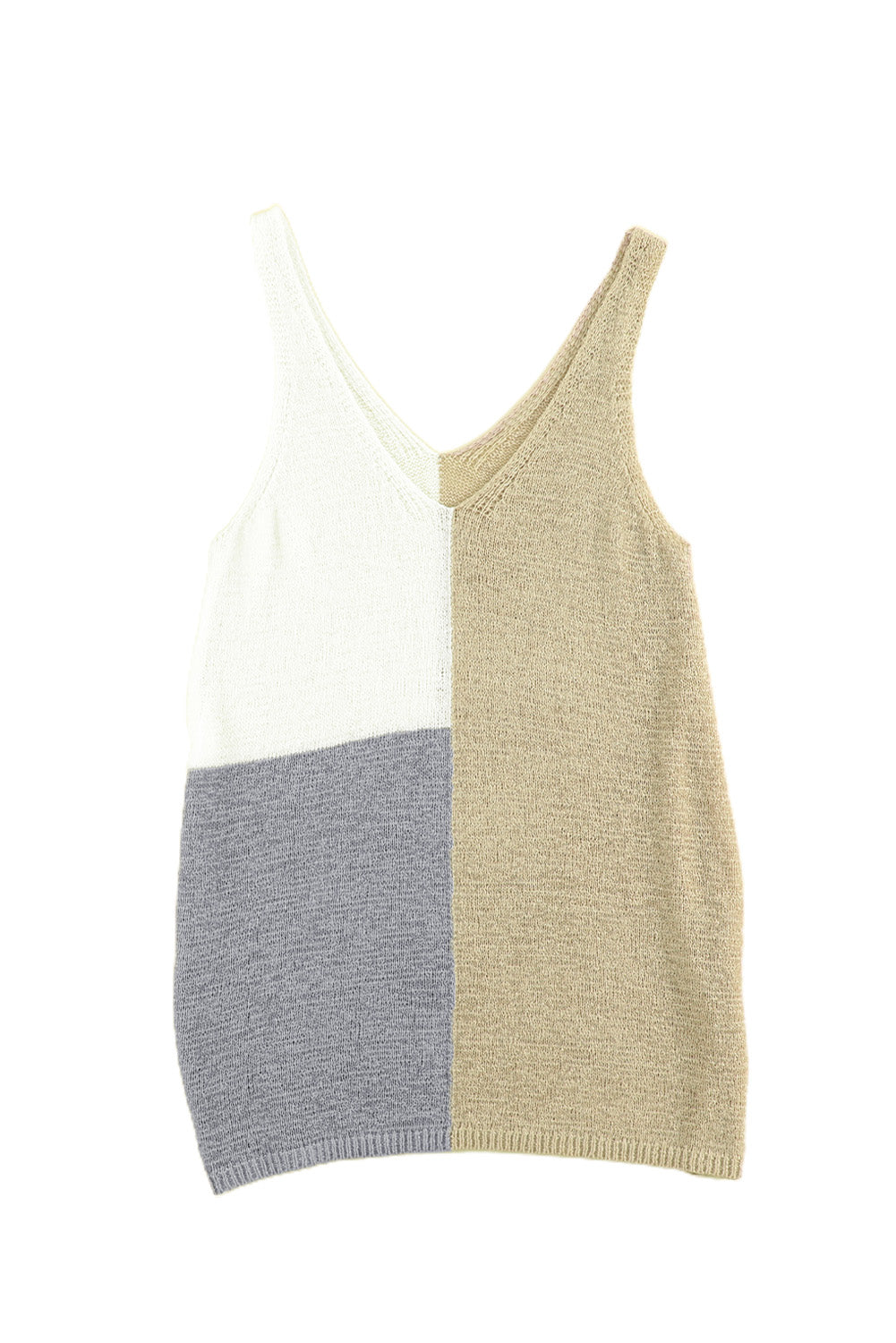 Apricot Color Block Knitted Tank Top Tank Tops JT's Designer Fashion