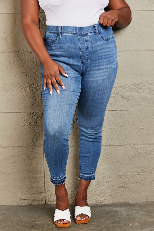 Judy Blue Janavie Full Size High Waisted Pull On Skinny Jeans Medium Jeans JT's Designer Fashion