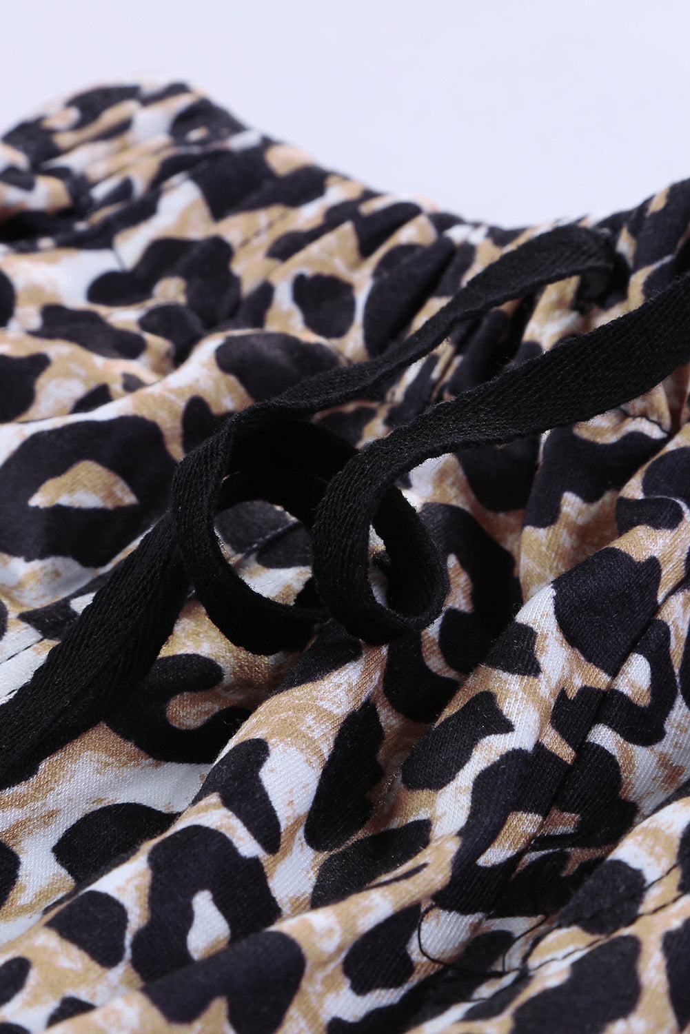 Leopard Print Drawstring Casual Elastic Waist Pocketed Shorts Casual Shorts JT's Designer Fashion