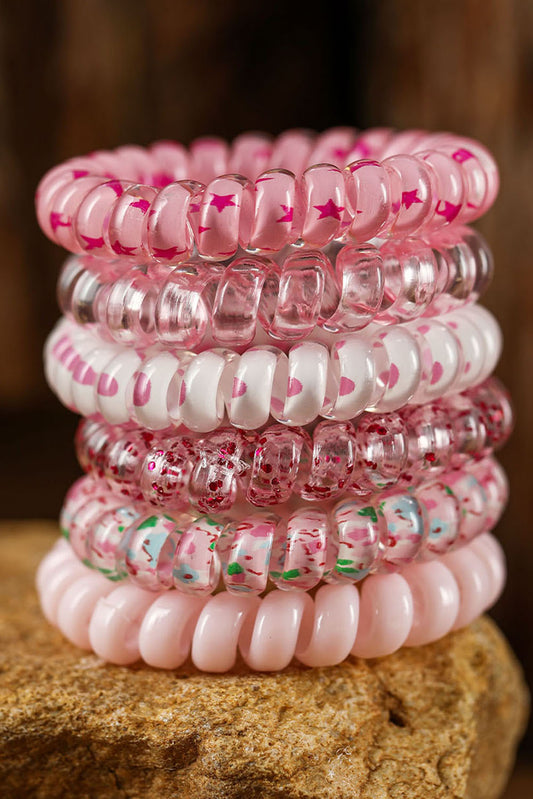 Pink Cute Gradient Starry Dotty Phone Cord Scrunchie Set Headwear JT's Designer Fashion