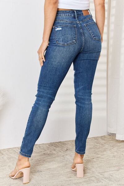 Judy Blue Full Size High Waist Distressed Slim Jeans Jeans JT's Designer Fashion
