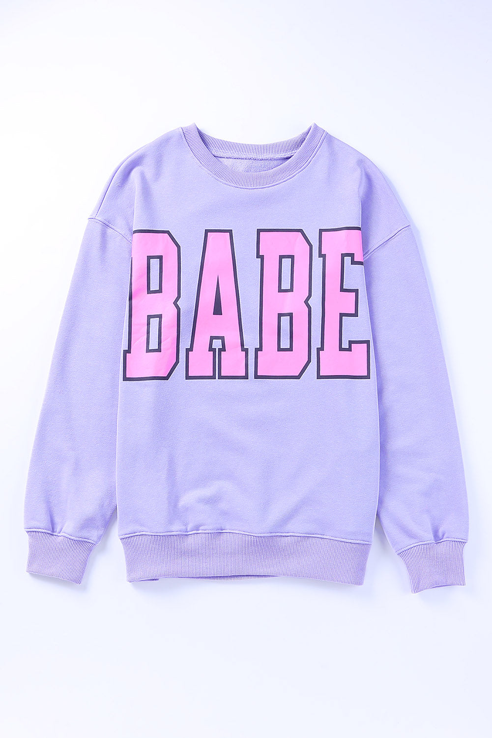 Gray BABE Letter Graphic Pullover Sweatshirt Sweatshirts & Hoodies JT's Designer Fashion