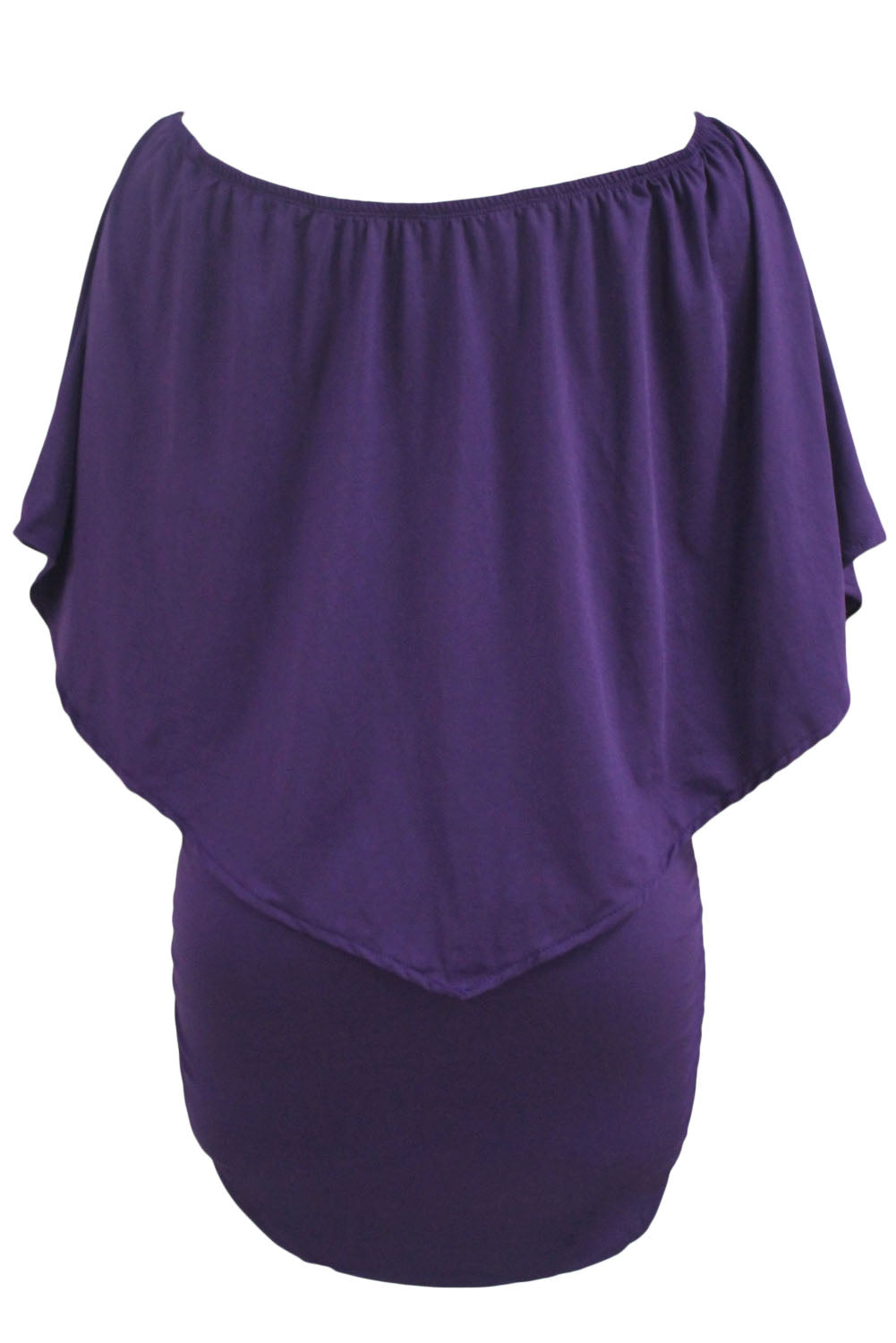 Plus Size Multiple Dressing Layered Purple Mini Poncho Dress Plus Size Dresses JT's Designer Fashion