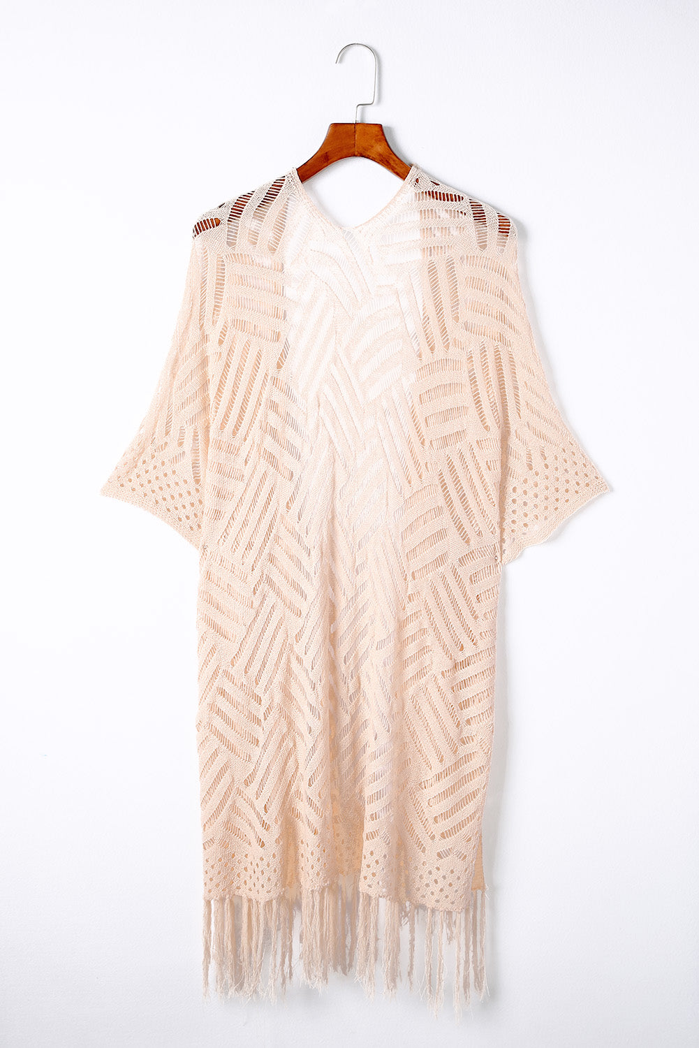 Apricot Loose Knitwear Kimono with Slits Kimonos JT's Designer Fashion