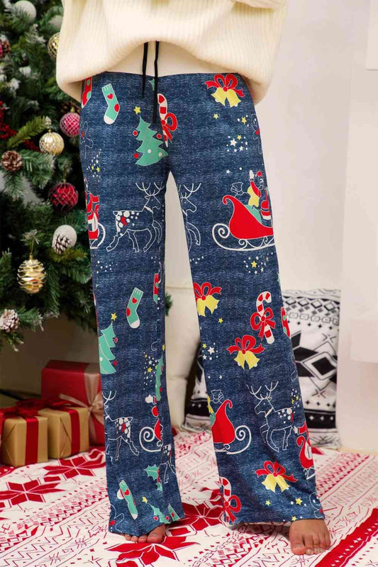 Christmas Straight Leg Pants Dusty Blue JT's Designer Fashion