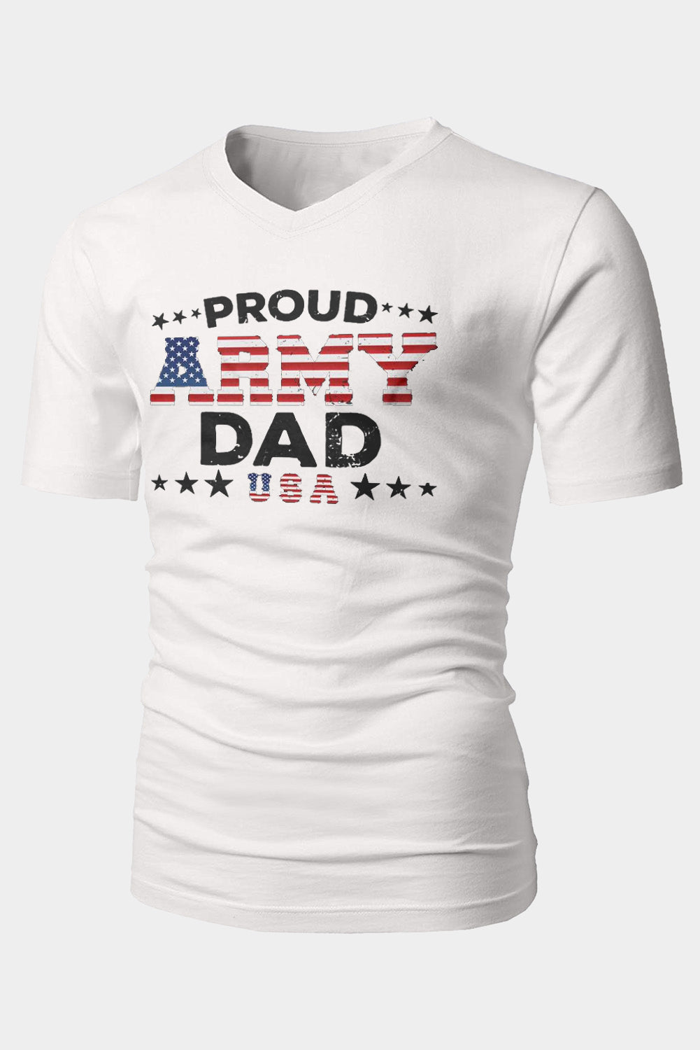 White Proud Army Dad USA Flag Tee for Mens White 65%Polyester+30%Cotton+5%Elastane Men's Tops JT's Designer Fashion