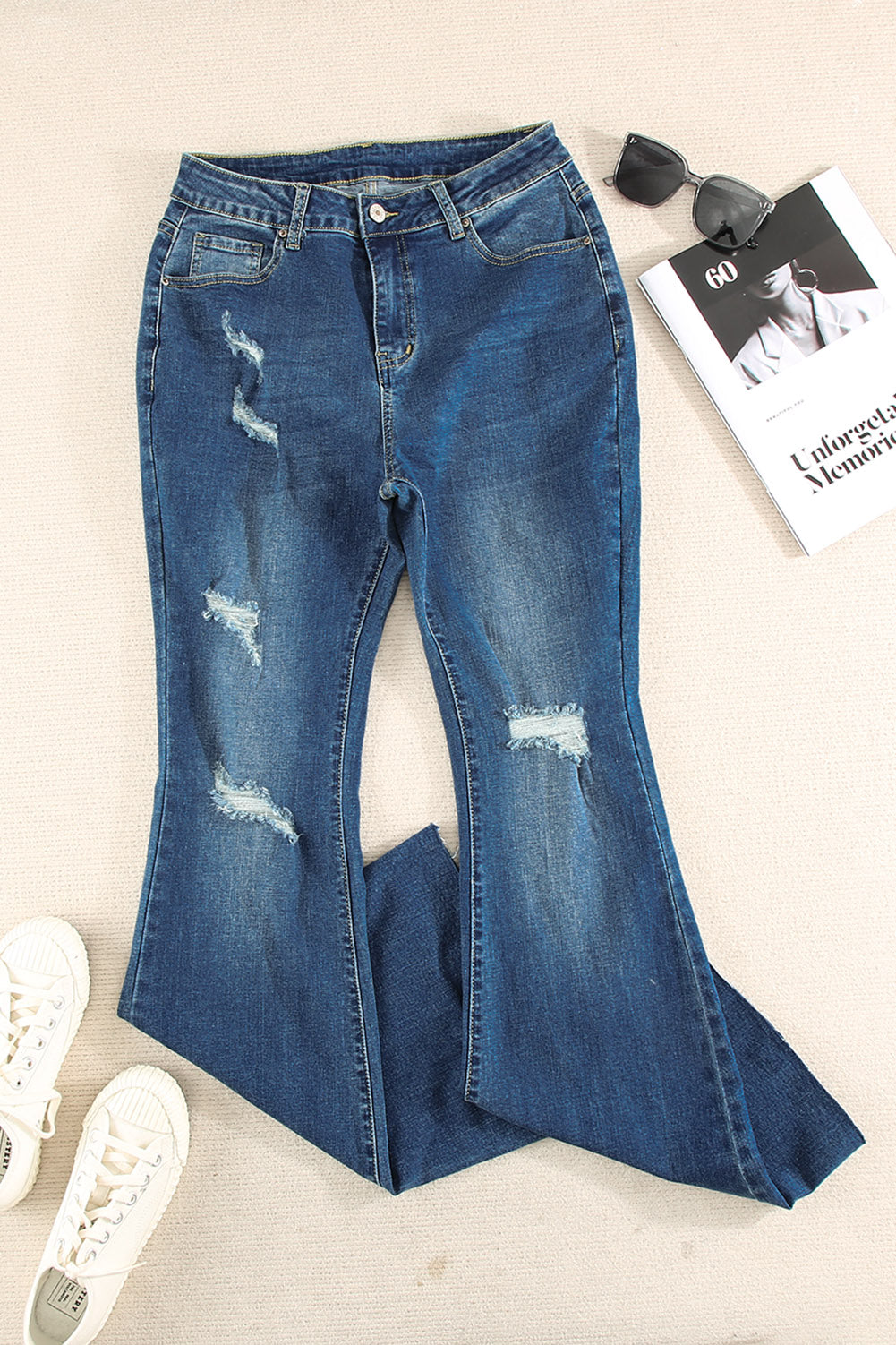 Dark Wash Mid Rise Flare Jeans Jeans JT's Designer Fashion