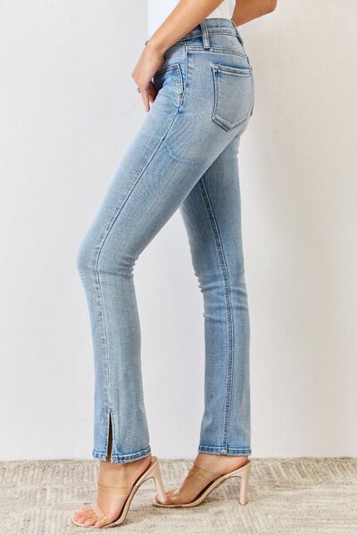 Kancan Full Size Mid Rise Y2K Slit Bootcut Jeans Jeans JT's Designer Fashion