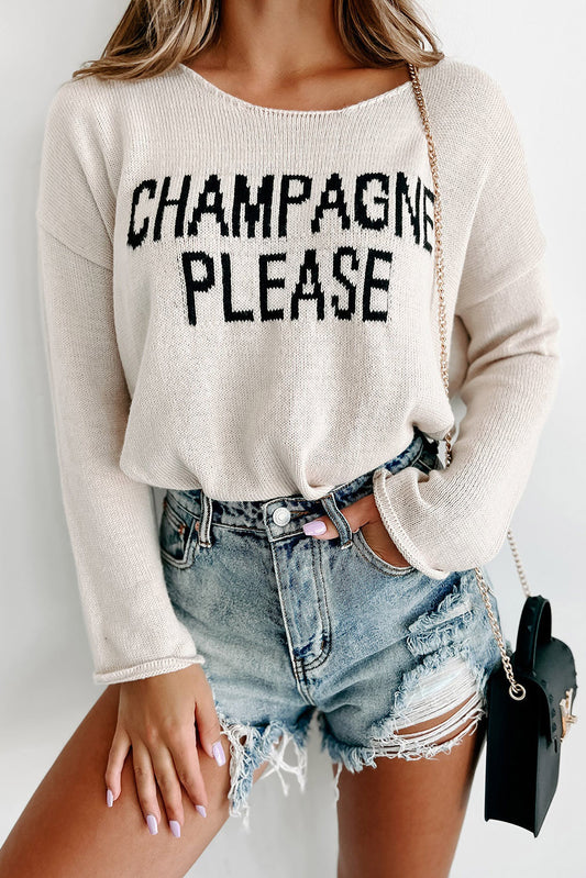 Snow White Champagne Please Graphic Sweater Pre Order Sweaters & Cardigans JT's Designer Fashion