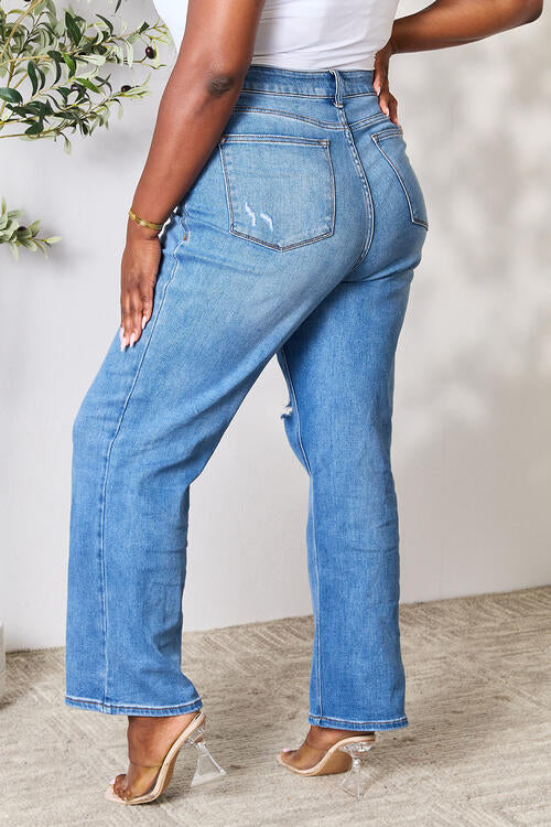 Judy Blue Full Size High Waist Distressed Jeans Jeans JT's Designer Fashion