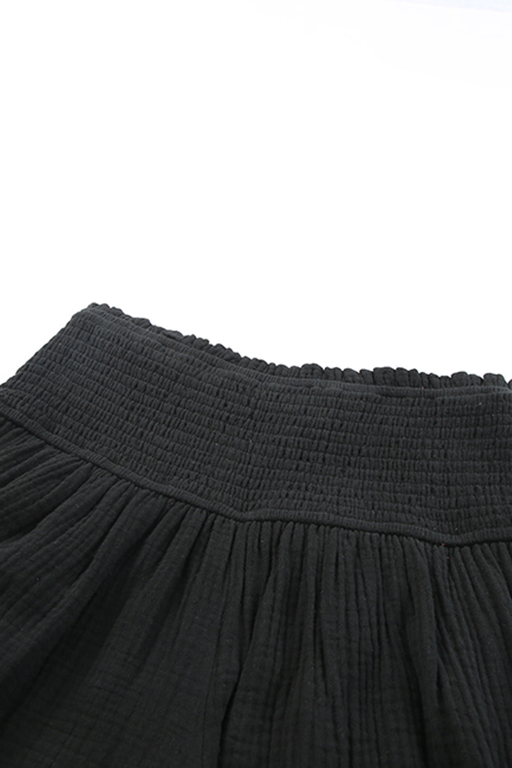 Black Smocked High Waist Ruffle Shorts Casual Shorts JT's Designer Fashion