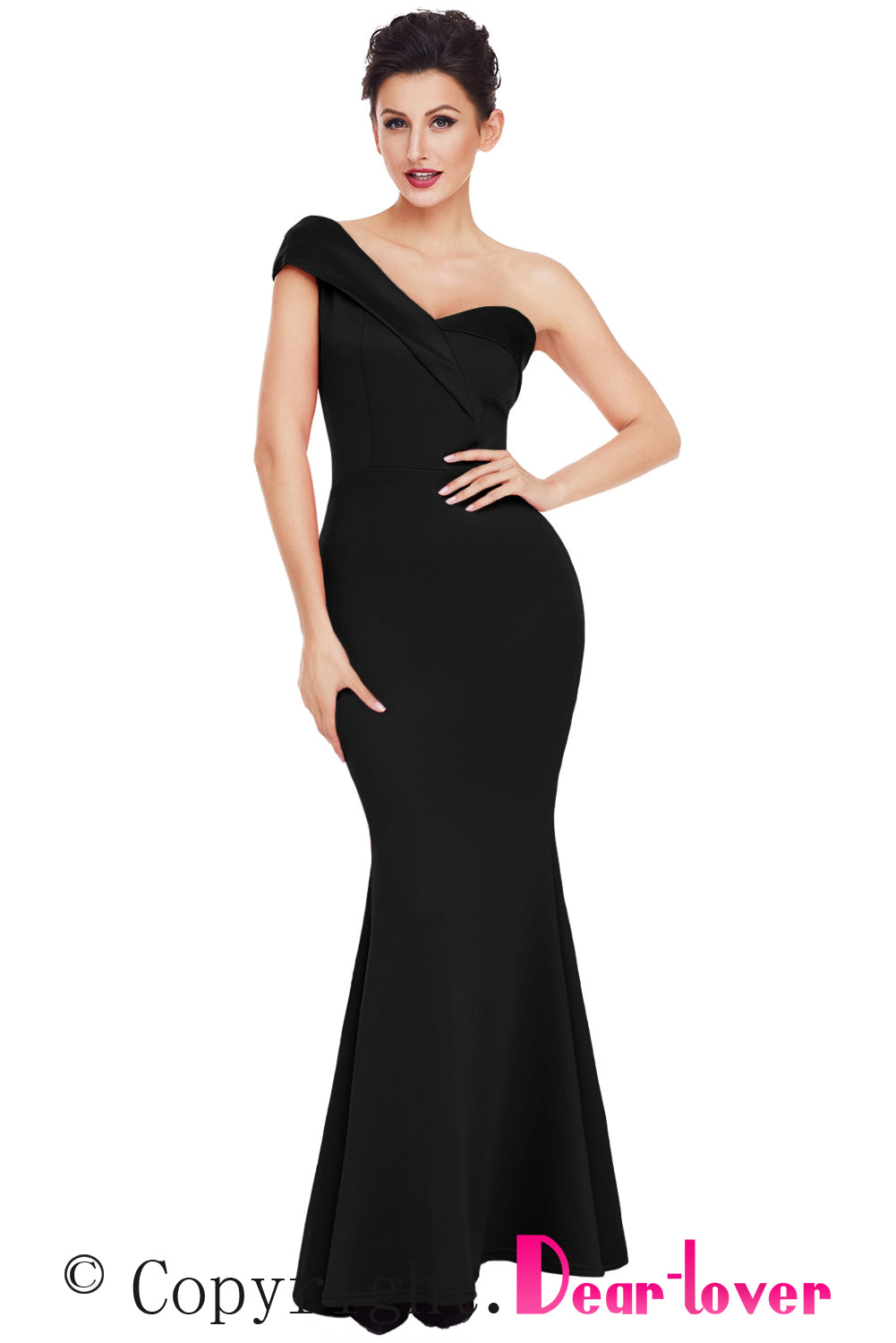 Black Sexy One Shoulder Ponti Gown Evening Dresses JT's Designer Fashion
