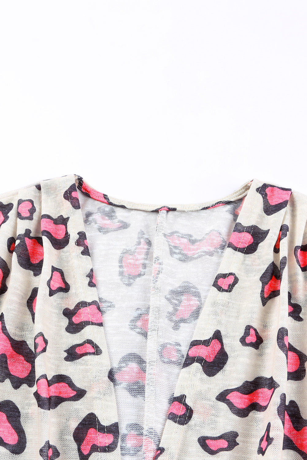 Leopard Print Open Front Long Sleeve Kimono Kimonos JT's Designer Fashion