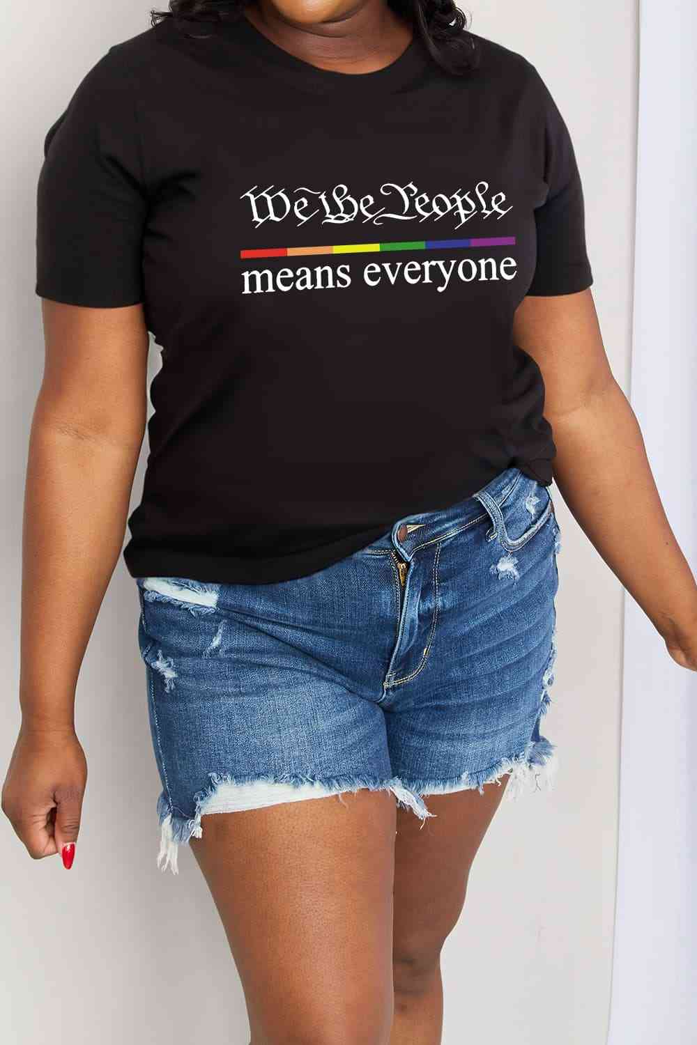 Simply Love Full Size MEANS EVERYONE Graphic Cotton Tee Black Graphic Tees JT's Designer Fashion