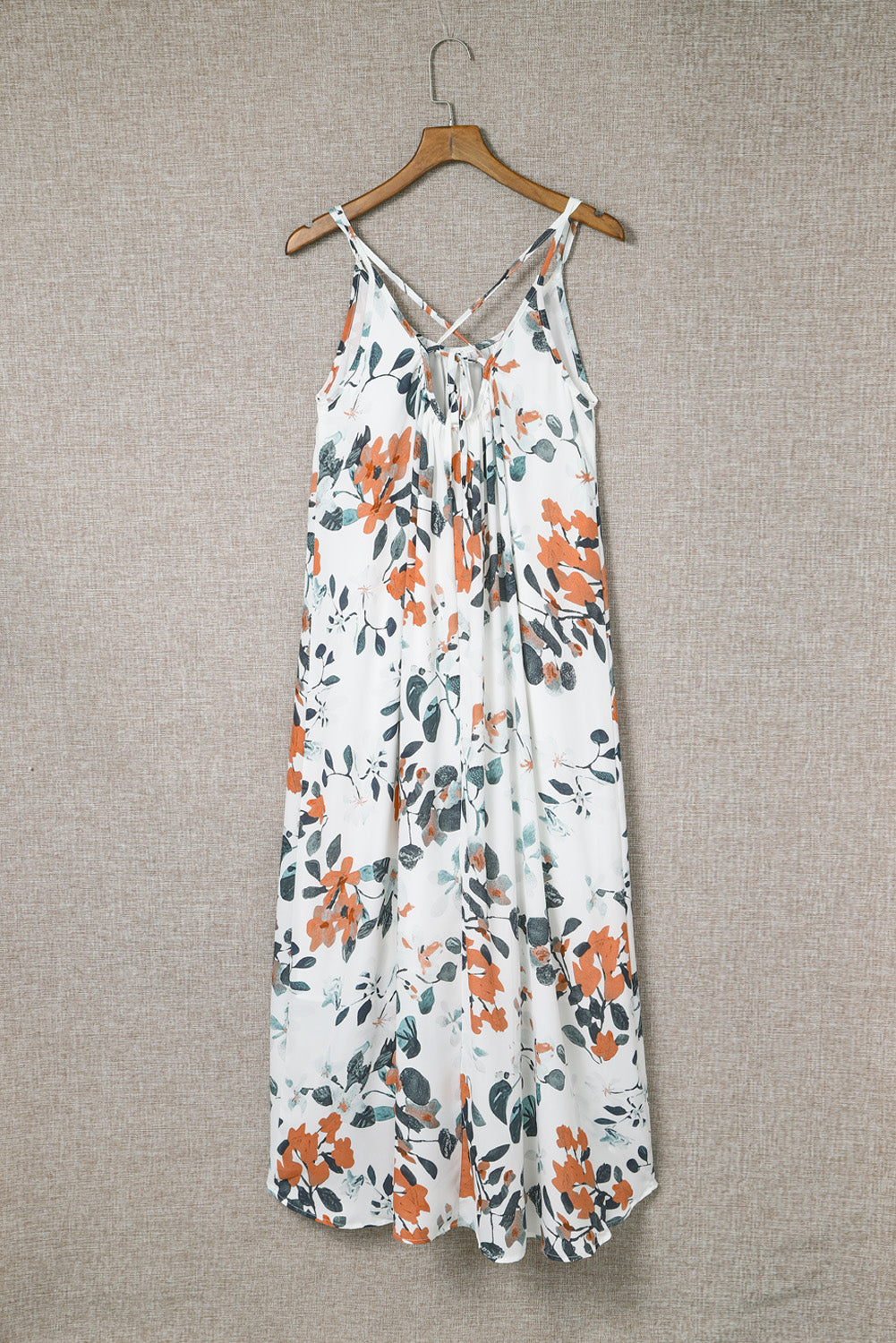 White Floral Print Spaghetti Straps Maxi Dress Maxi Dresses JT's Designer Fashion