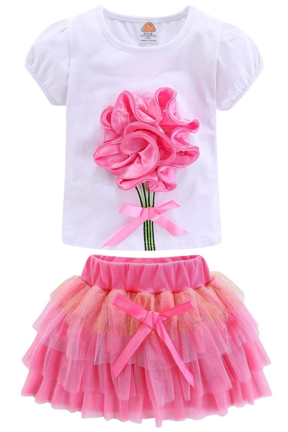 Adorable Girls 3D Flower and Bow Skirt Set Girls Dresses JT's Designer Fashion