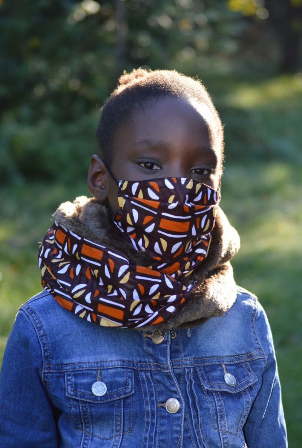 African Ankara Scarf with Matching Face Mask Scarves JT's Designer Fashion