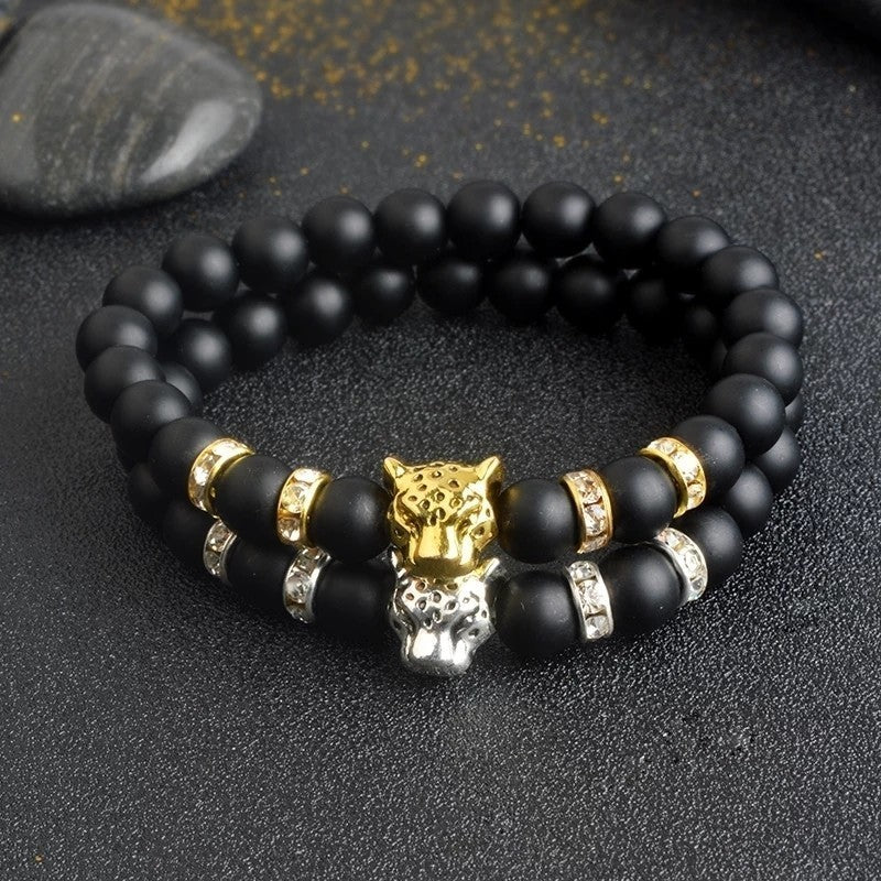 Leopard Head Lava Stones Bracelet Bracelet JT's Designer Fashion