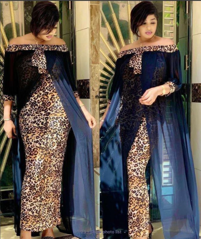 Women's African Style Leopard Bodycon Maxi Dress Navy Blue Maxi Dresses JT's Designer Fashion