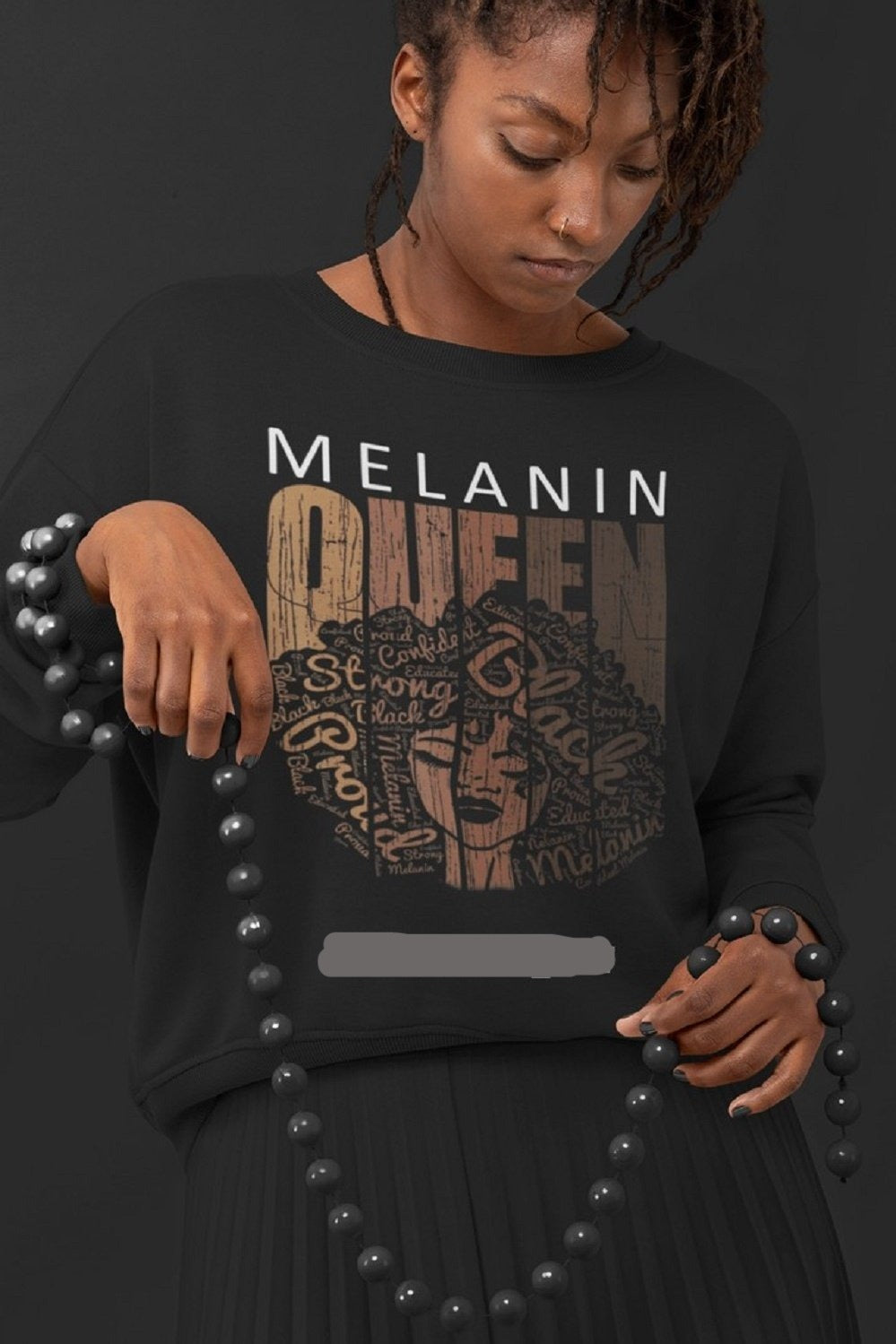 Black White and Brown Melanin Queen Sweatshirt Black Sweatshirts & Hoodies JT's Designer Fashion