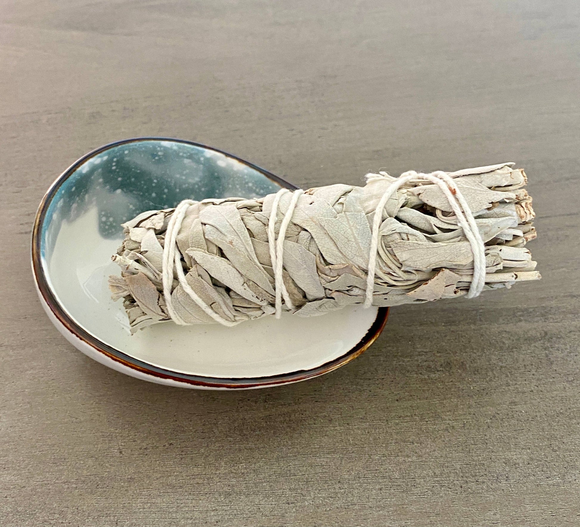 White Sage Stick with Ceramic Abalone Dish in a Gift Box Home Accessories JT's Designer Fashion