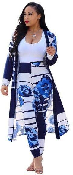 Women's 2 Piece Dashiki Pant Suit Blue Jumpsuits & Rompers JT's Designer Fashion